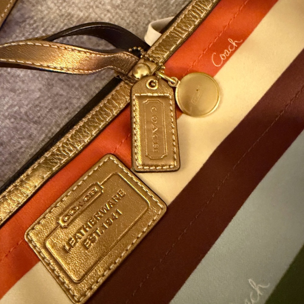 Coach Vibrant Striped Tote with Gold Accents - Picture 6 of 15